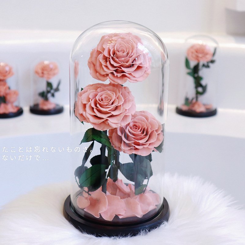 Pure Flower Forever Rose Large Glass Dome Preserved Flower Rose Glass Dome Eternal Rose Preserved Flower Gift For Her