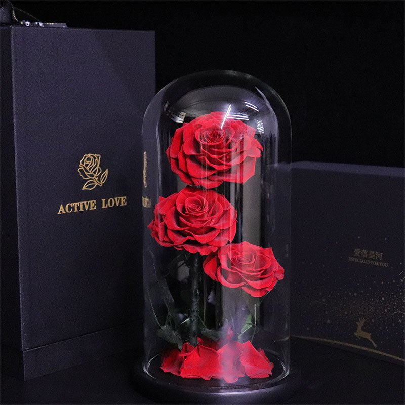 Pure Flower Forever Rose Large Glass Dome Preserved Flower Rose Glass Dome Eternal Rose Preserved Flower Gift For Her