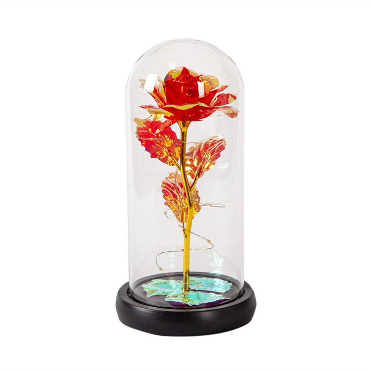 Forever Rose in a Glass Dome with Led Light Eternal Rose Galaxy Rose Flower Best Gift for Her on Valentine's Day Mother's Day