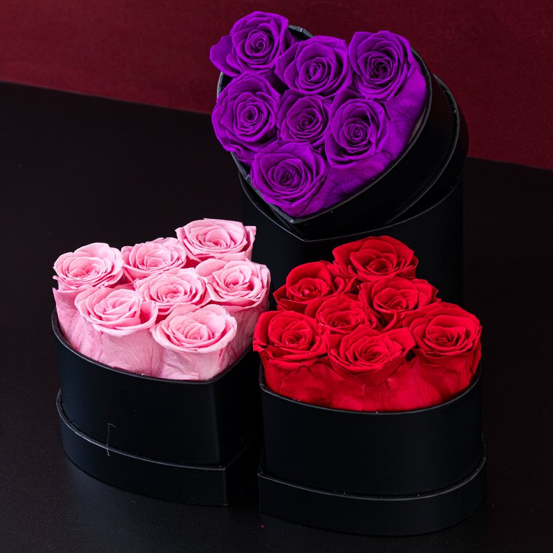 Preserved Roses Decorative Valentines Day Gift Stabilized Immortal Infinity Forever Preserved Flowers In Round Square Box