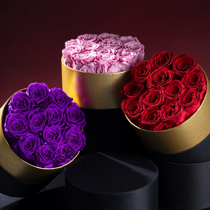 Preserved Roses Decorative Valentines Day Gift Stabilized Immortal Infinity Forever Preserved Flowers In Round Square Box