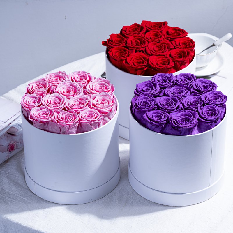 Preserved Roses Decorative Valentines Day Gift Stabilized Immortal Infinity Forever Preserved Flowers In Round Square Box