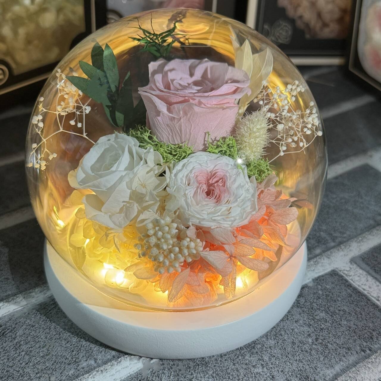 Mother's Day Gift Box Love Gift Preserved Flower Rose Glass Dome rose for decoration and gift