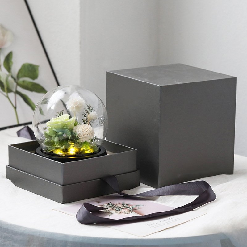 Mother's Day Gift Box Love Gift Preserved Flower Rose Glass Dome rose for decoration and gift