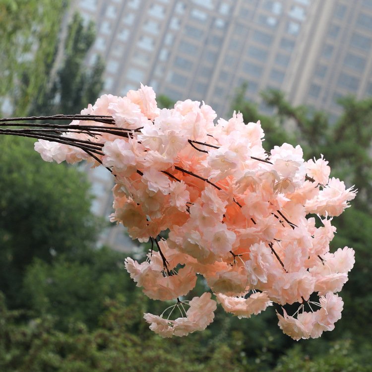 3 branches artificial cherry blossom flower white cherry blossom branches without leaf for sale