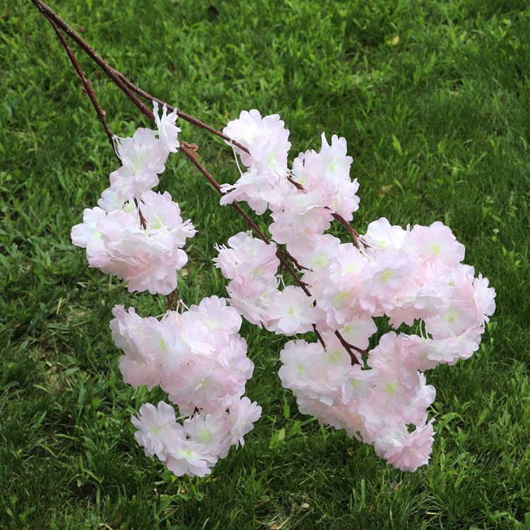 3 branches artificial cherry blossom flower white cherry blossom branches without leaf for sale