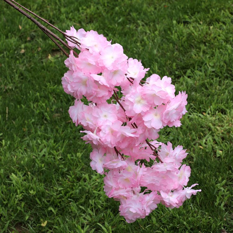 3 branches artificial cherry blossom flower white cherry blossom branches without leaf for sale
