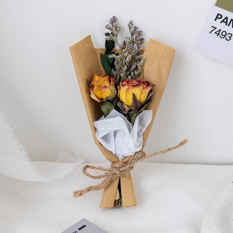 Valentine's Day Gifts Wholesale Flower Dried mini Sunflower Artificial Rose Preserved Flower Bouquet Gift for Women Girls