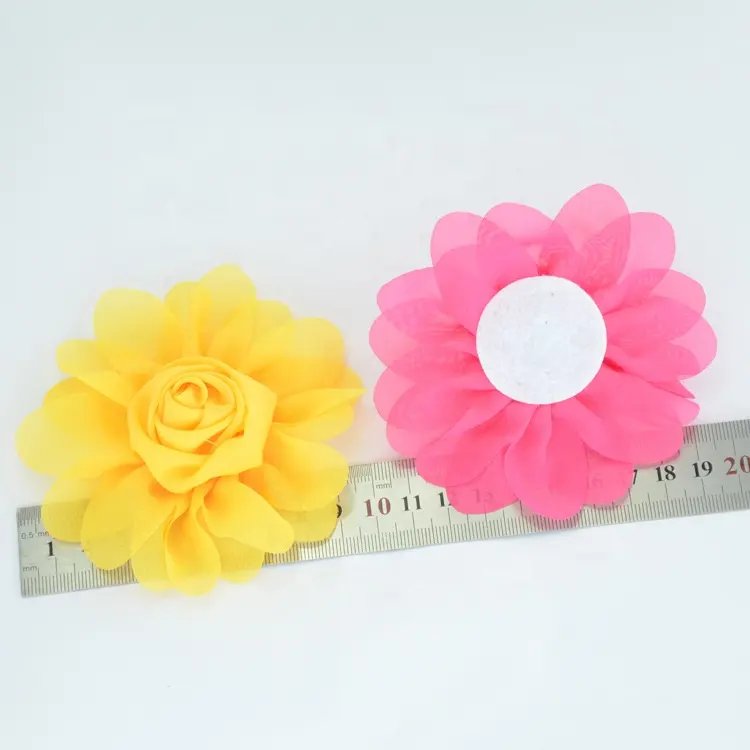 2023 handmade flores artificiales al por mayor custom solid color chiffon fabric artificial flowers for decoration wedding