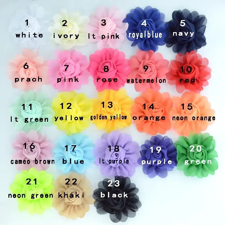 2023 handmade flores artificiales al por mayor custom solid color chiffon fabric artificial flowers for decoration wedding