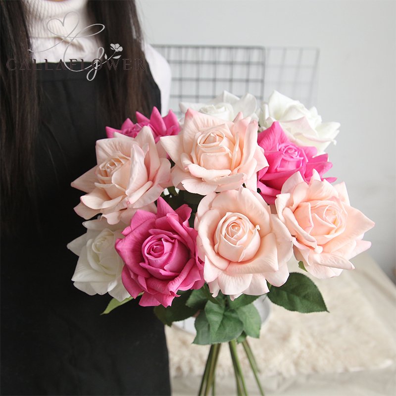 MW59995 Shandong CALLA real touch spray roses artificial rose real touch synthetic lasting fresh forever preserved rose