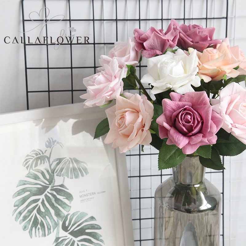 MW59995 Shandong CALLA real touch spray roses artificial rose real touch synthetic lasting fresh forever preserved rose