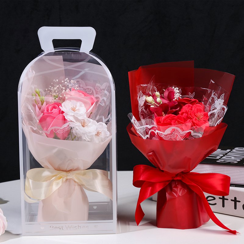Best Seller Bear Flower Soap Roses Bouquet Artificial Flowers Gift Box for New Year and Valentine's Day Present