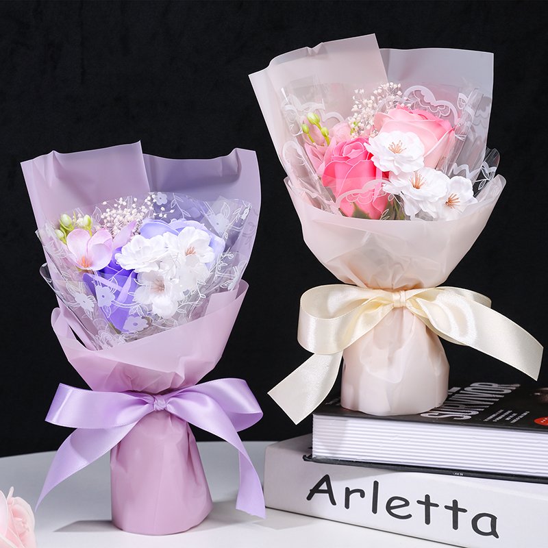 Best Seller Bear Flower Soap Roses Bouquet Artificial Flowers Gift Box for New Year and Valentine's Day Present