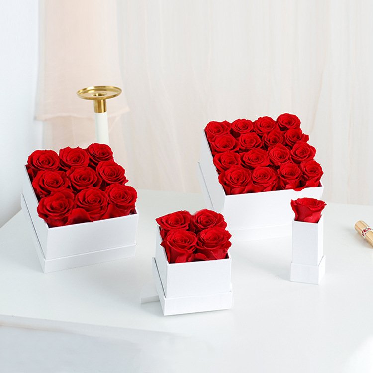 Wholesale Price Eternal roses square box preserved flowers rosas eternas decorative rose forever box gift preserved rose