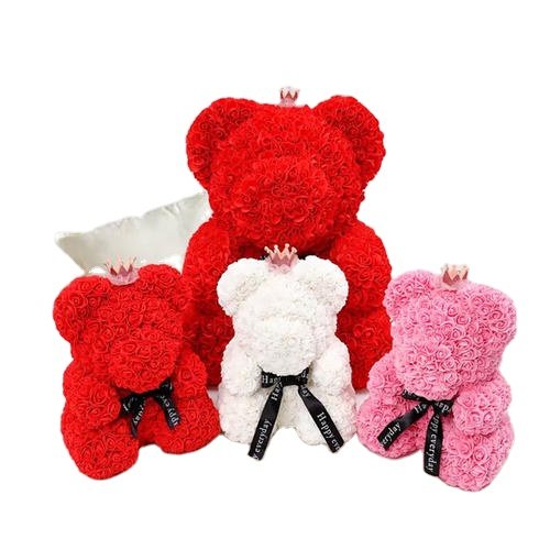 Hflora Hot Sell Valentines Day Teddy Bear Preserved Rose The Best Price Flowers Bear 40Cm With Box For 2022 Valentines Day Gift