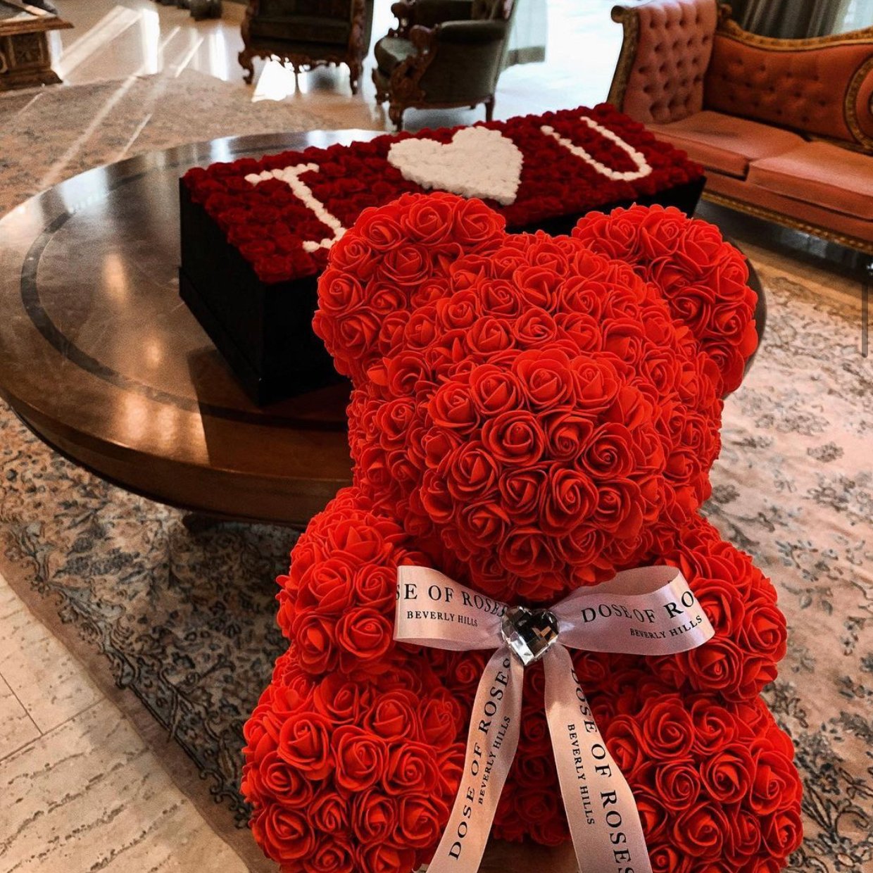 Hflora Hot Sell Valentines Day Teddy Bear Preserved Rose The Best Price Flowers Bear 40Cm With Box For 2022 Valentines Day Gift