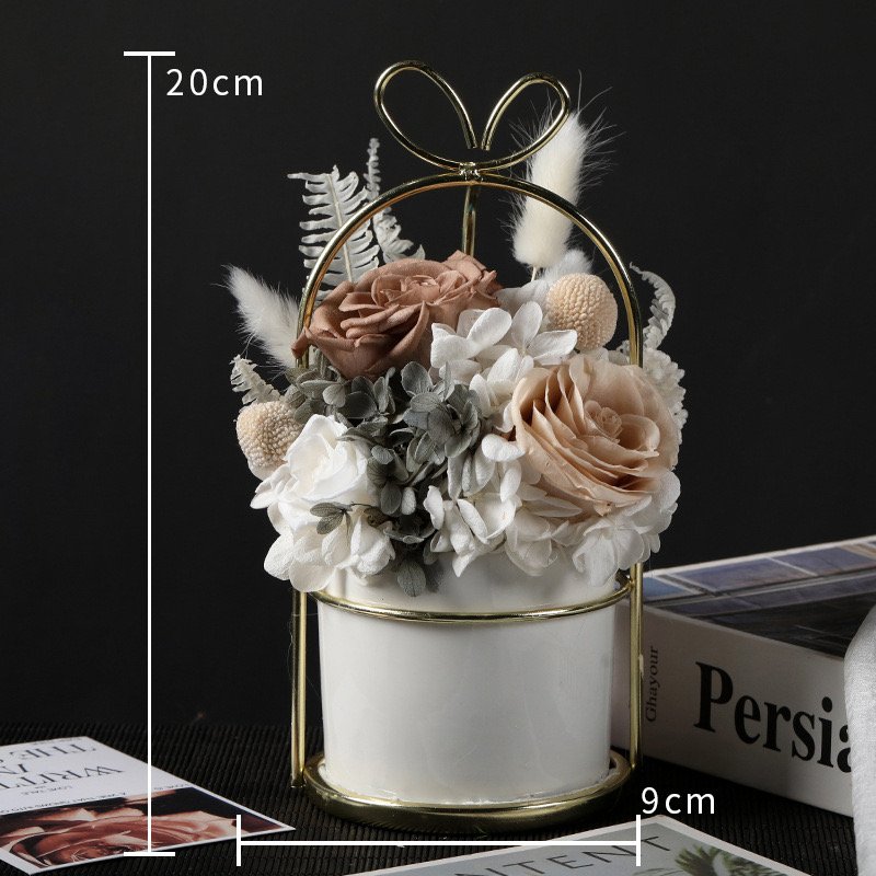 Insta-hot Home Decor Preserved Flower Basket For Valentine's Day Christmas Gift