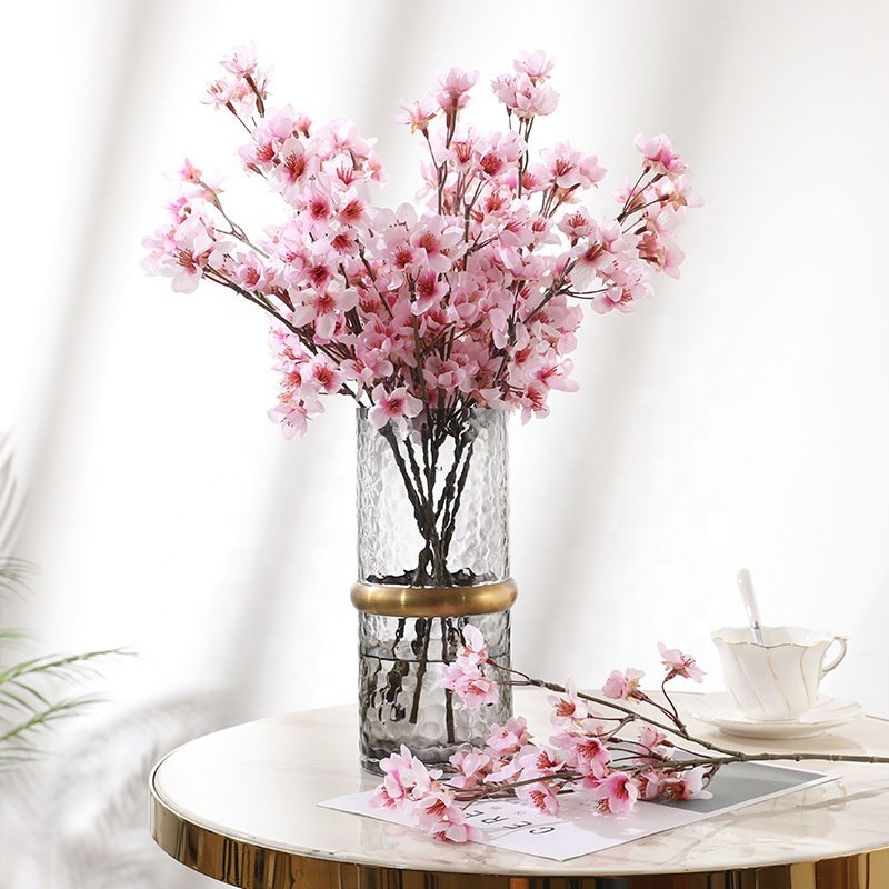 JCF436 Wholesale Artificial Silk Flowers Cherry Blossom Branch Flowers Light Pink White For Wedding Home Decoration