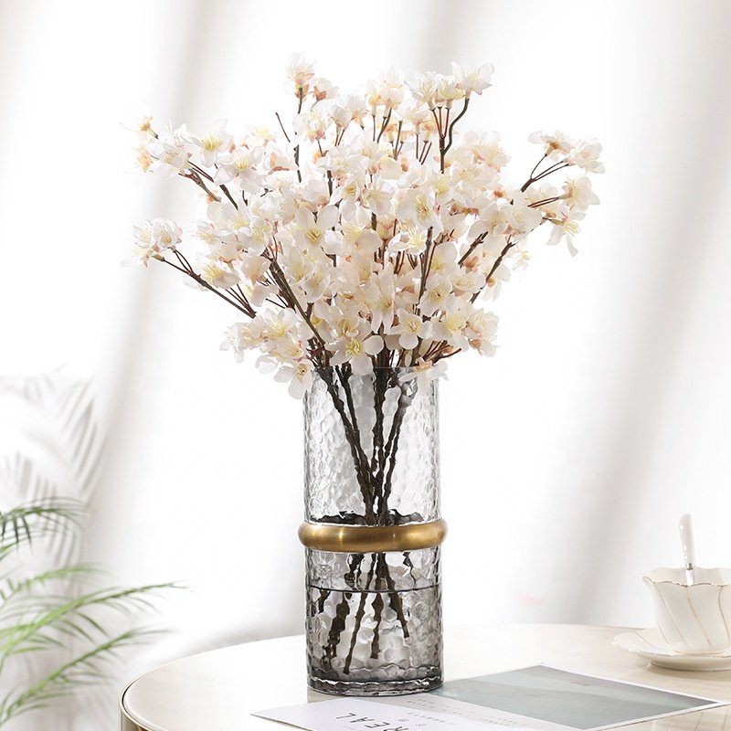 JCF436 Wholesale Artificial Silk Flowers Cherry Blossom Branch Flowers Light Pink White For Wedding Home Decoration