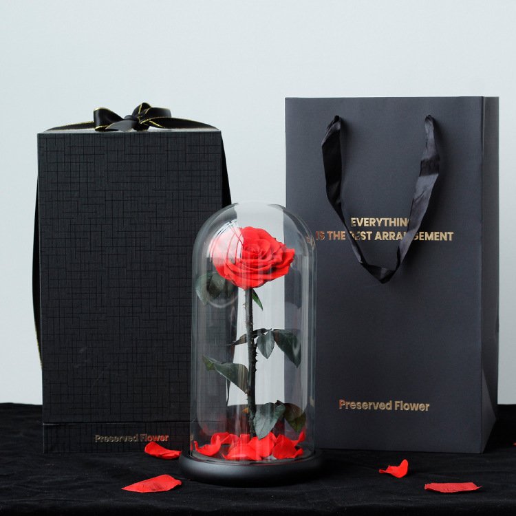 New Preserved Roses in Glass Eternal Flower Dome Beauty And The Beast Red Eternal Rose