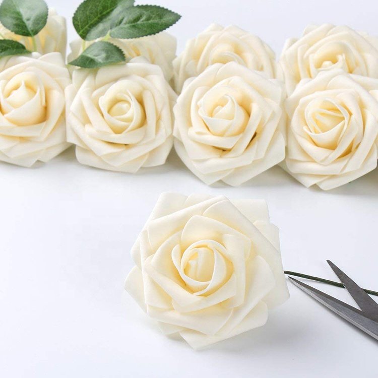 wholesale real touch flower balls ivory foam gardenia flowers for party decoration