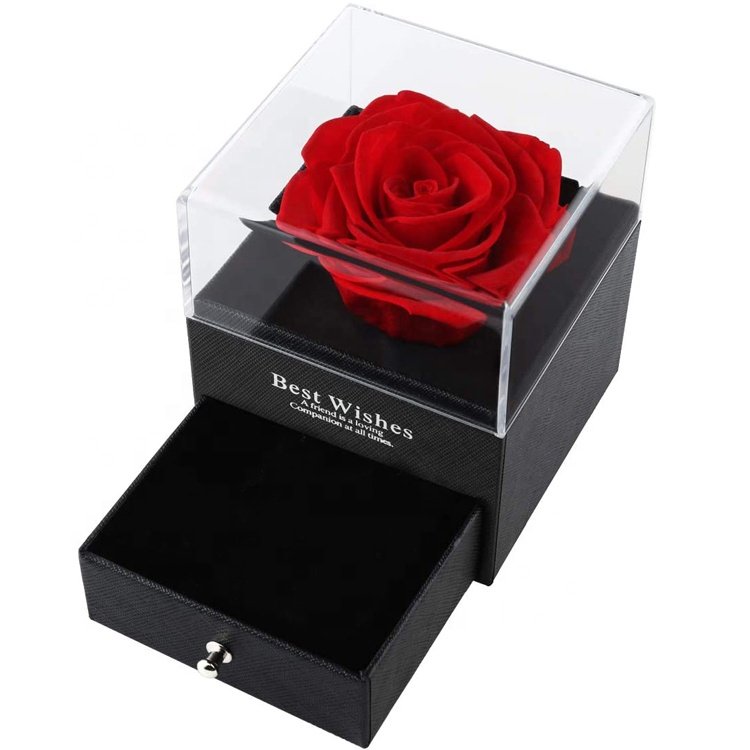 Wholesale 2023 new idea preserved rose flowers acrylic boxes
