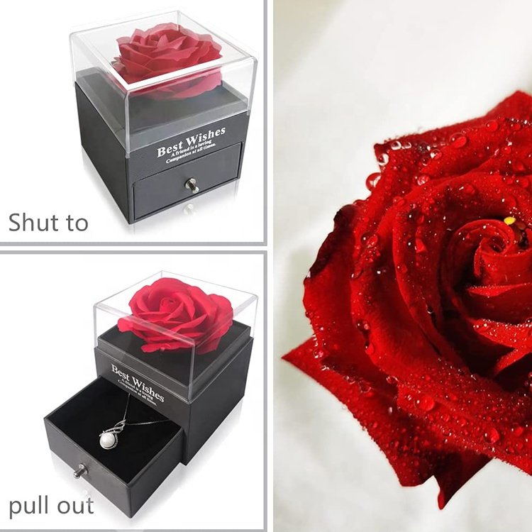 Wholesale 2023 new idea preserved rose flowers acrylic boxes