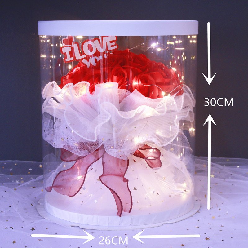 YX Hot Selling LED Lighted 19 Flower round Gift Boxes for Valentine's Day Bouquet & Confession to Girlfriend Artificial Roses