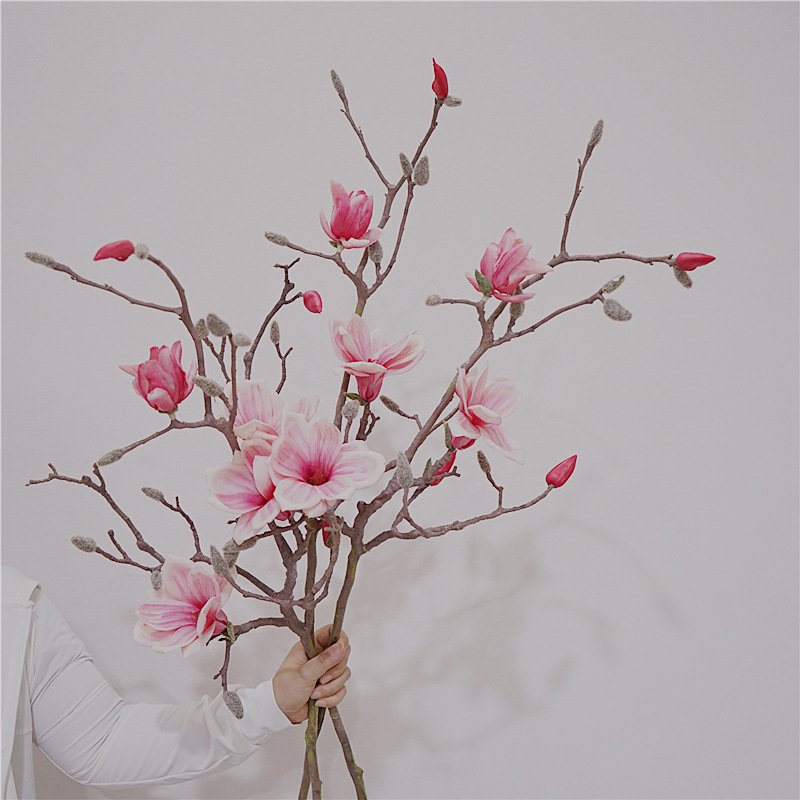 H-485 Top grade real touch artificial big head magnolia flower for garden landscaping decking Wedding Bouquets Home Party