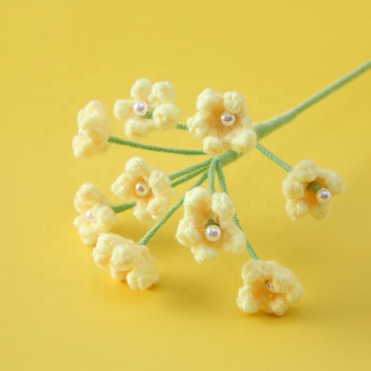 Hand Knitted Preserved Baby's Breath Flowers stalk Yarn Crochet Baby's Breath Hand Woven Bouquet Wedding lavender bouquet