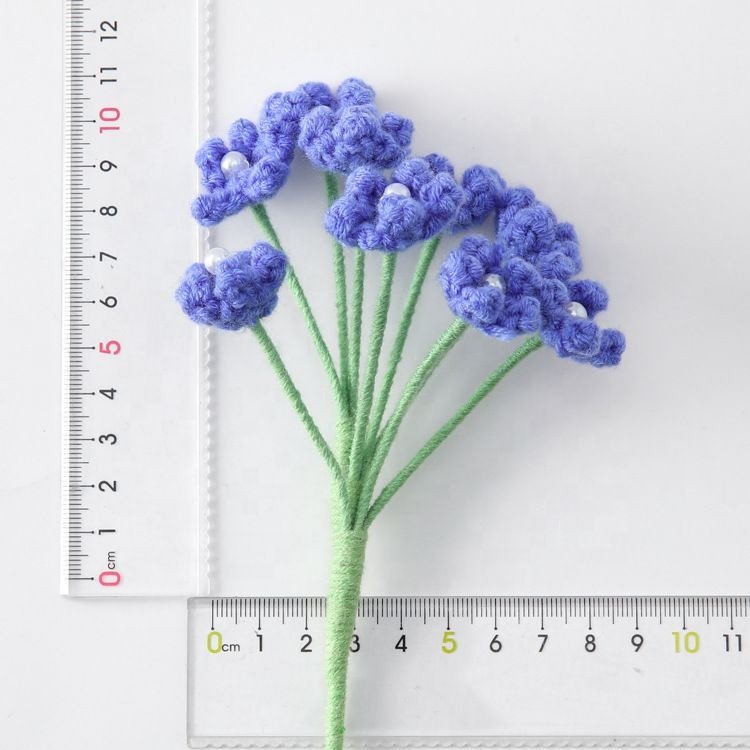 Hand Knitted Preserved Baby's Breath Flowers stalk Yarn Crochet Baby's Breath Hand Woven Bouquet Wedding lavender bouquet