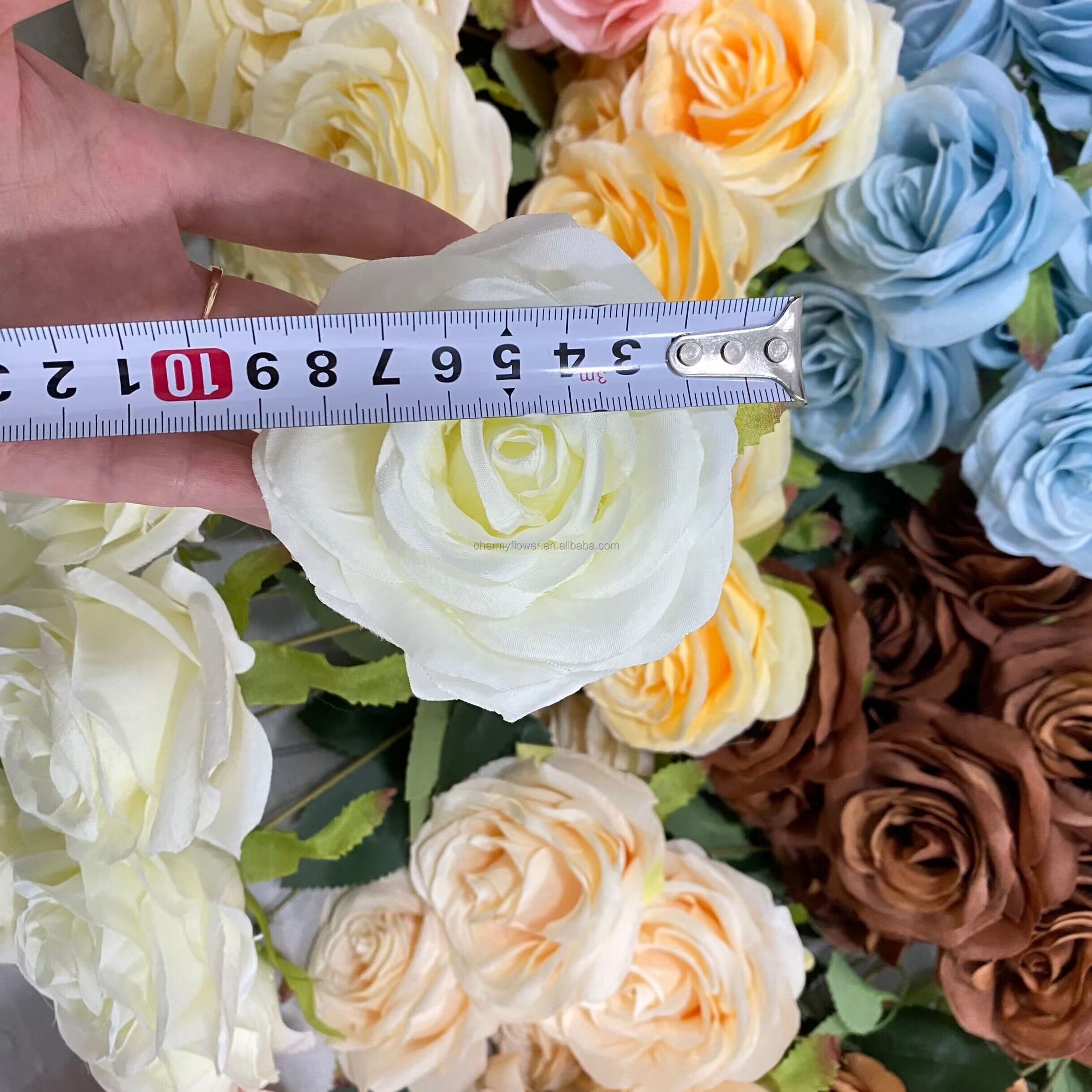 Hot Sale 9 Head Rose Bouquets White Artificial Flowers for Wedding
