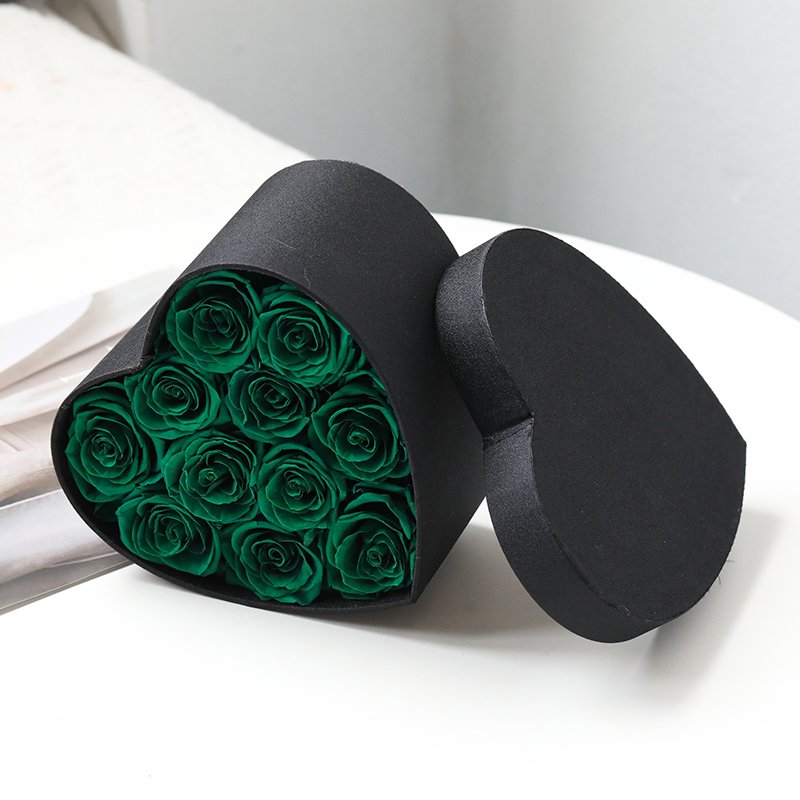 Factory supply wedding decoration Handmade green Real Eternal Rose In Glass Dome Preserved Rose In Box