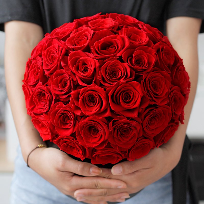 Lovebay OEM Design Real Roses Preserved Flowers flores eternas al por mayor Mushroom Head Eternal Preserved Roses in Round Box