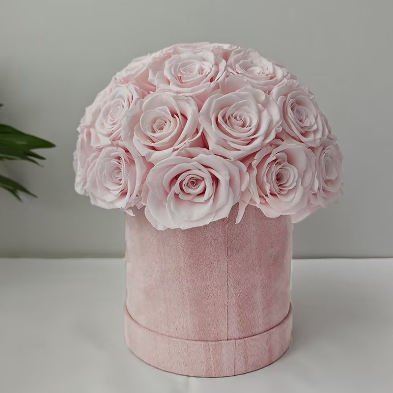 Lovebay OEM Design Real Roses Preserved Flowers flores eternas al por mayor Mushroom Head Eternal Preserved Roses in Round Box