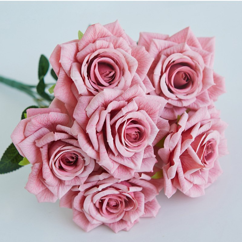 Zhuoou preserved bulk artificial silk roses flowers bouquet wedding centerpieces fake flowers rose bunch decoration