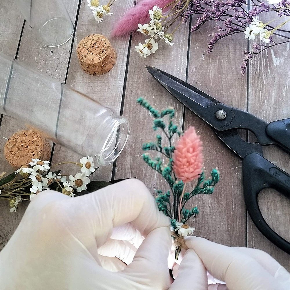 Handmade Eternal Flower Preserved Plants Real Flowers Dry Flowers in Glass Jar Bottle For Women Office Desk Table Decoration
