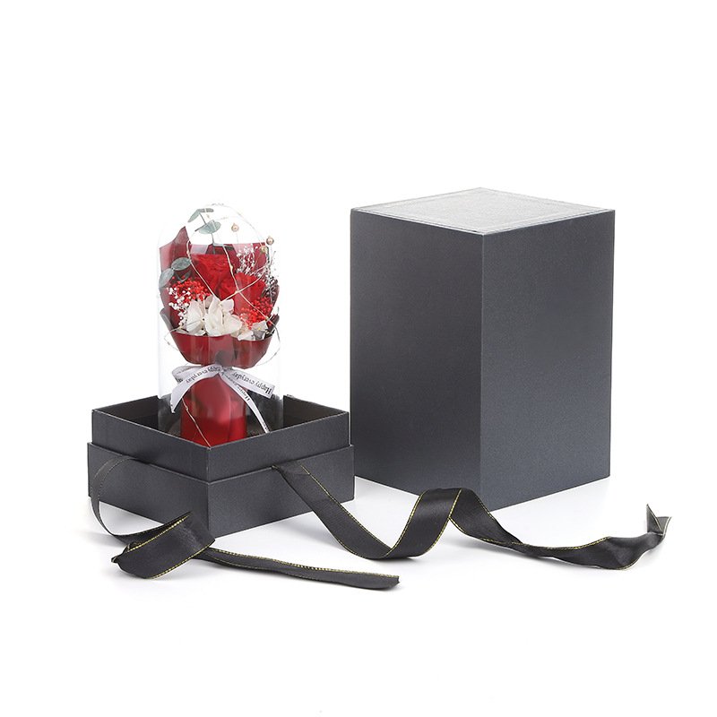 Wholesales Small Preserved Flower & Plants Mini Bouquet Eternal Flower Natural in Glass Dome for Valentines Day Gift