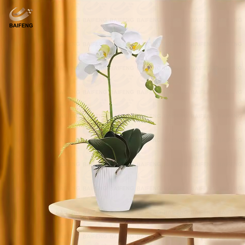 Real touch latex white 7 heads artificial orchid flowers Bonsai for home office decor