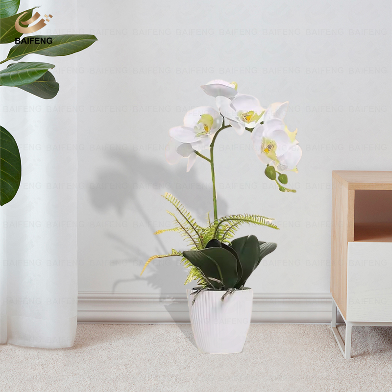 Real touch latex white 7 heads artificial orchid flowers Bonsai for home office decor