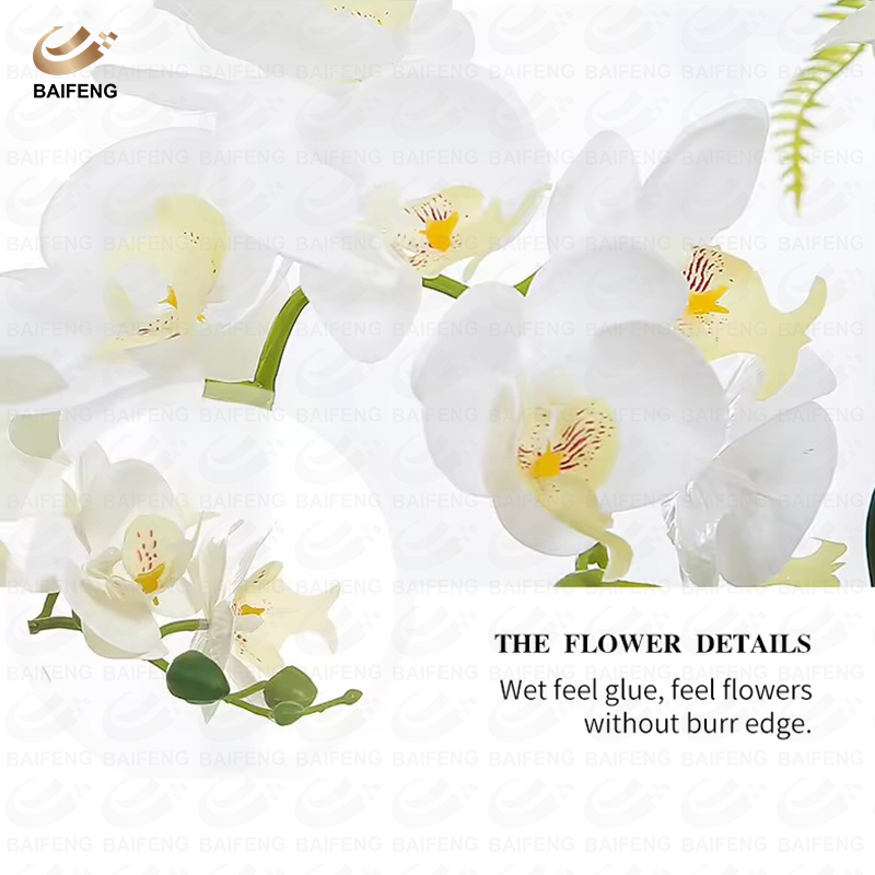 Real touch latex white 7 heads artificial orchid flowers Bonsai for home office decor