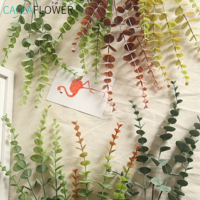 Preserved Artificial Silk Silver Dollar Eucalyptus Leaves Branch For Gardens