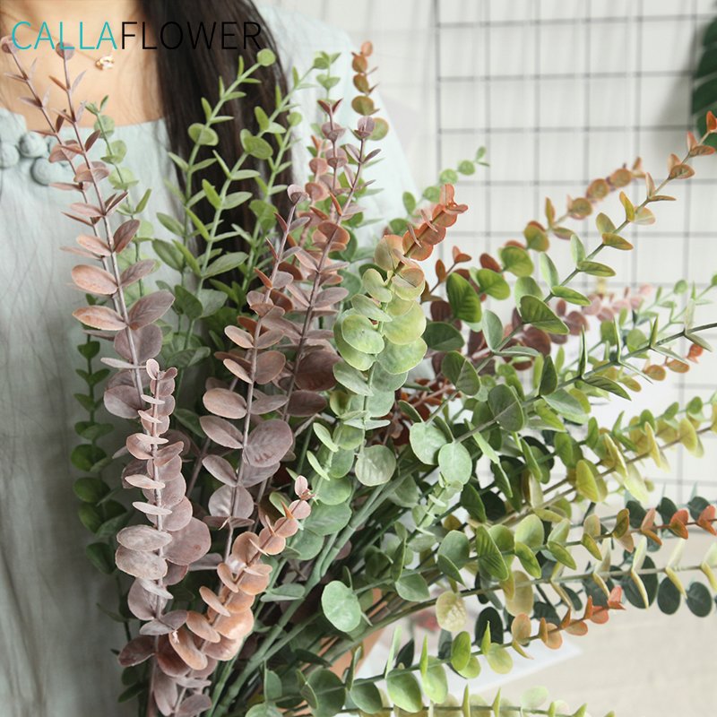 Preserved Artificial Silk Silver Dollar Eucalyptus Leaves Branch For Gardens