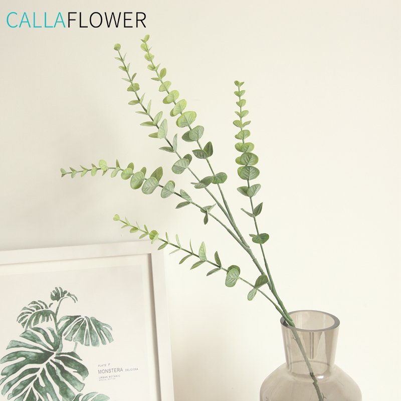 Preserved Artificial Silk Silver Dollar Eucalyptus Leaves Branch For Gardens