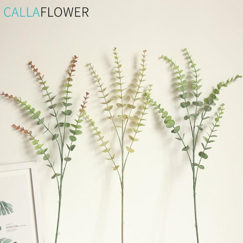Preserved Artificial Silk Silver Dollar Eucalyptus Leaves Branch For Gardens