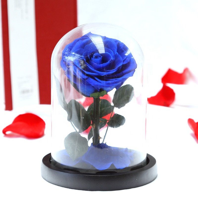 highquality Flower Dome 7-8cm Preserved Rose 42 Colors Forever Stabilized Eternal Roses In Glass Dome
