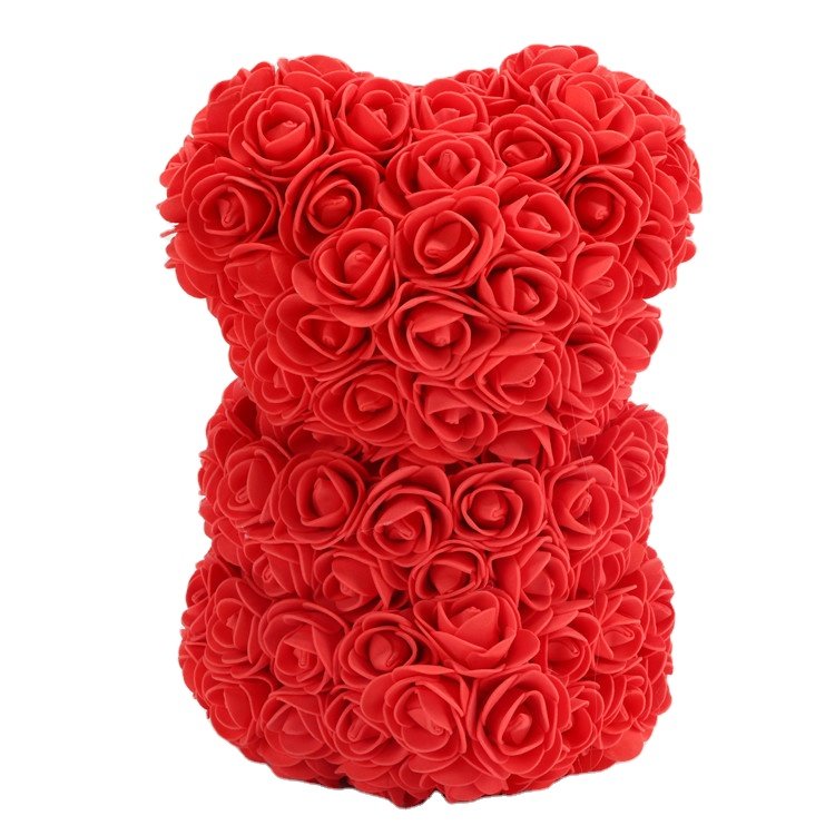 Inunion Popular Design 25cm 40cm 60cm Rose Teddy Bear With Gift Box,Valentines Gifts Artificial Flower Foam Teddy Rose Bear