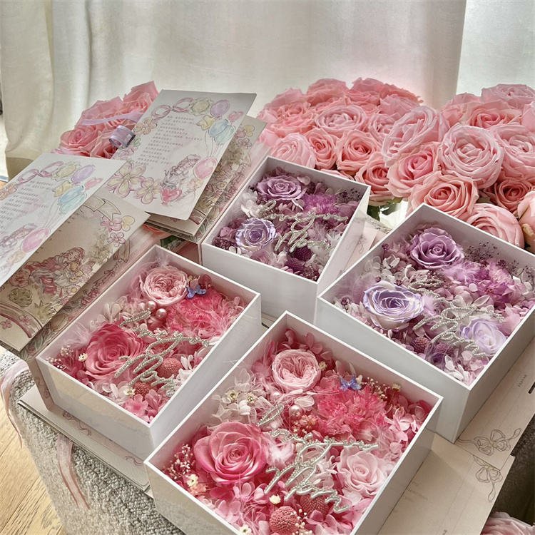 New Preserved Rose Box infinity roses Immortal Forever Eternal Preserved Flower Box Gift for Mother's Day