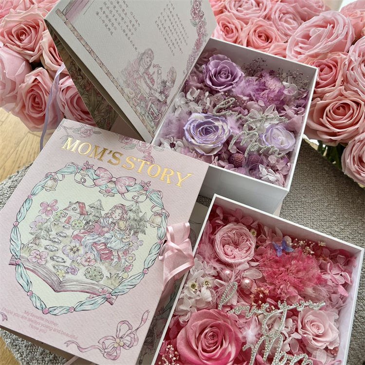New Preserved Rose Box infinity roses Immortal Forever Eternal Preserved Flower Box Gift for Mother's Day